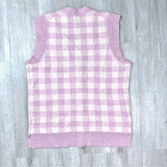 Charter Club Luxury Women's 100% Cashmere Pink Gingham Sleeveless Sweater Vest - Picture 6 of 6